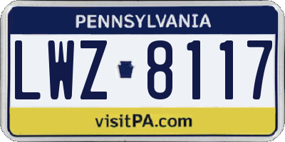 PA license plate LWZ8117