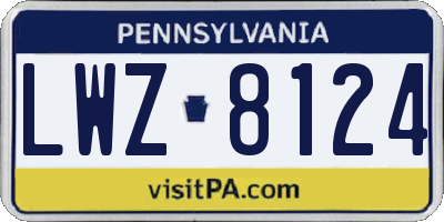 PA license plate LWZ8124