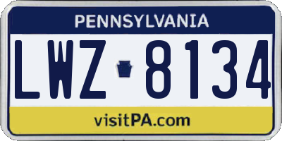 PA license plate LWZ8134