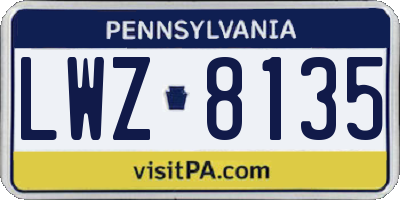 PA license plate LWZ8135