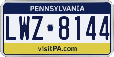 PA license plate LWZ8144