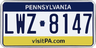 PA license plate LWZ8147