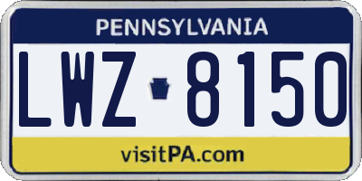 PA license plate LWZ8150