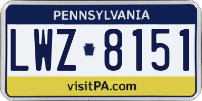 PA license plate LWZ8151