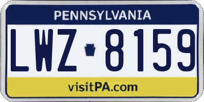 PA license plate LWZ8159