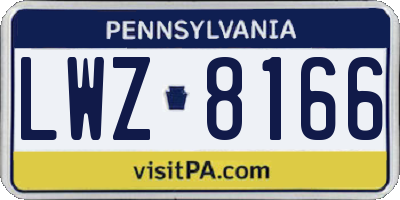 PA license plate LWZ8166