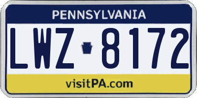 PA license plate LWZ8172