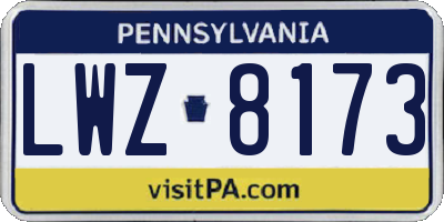 PA license plate LWZ8173