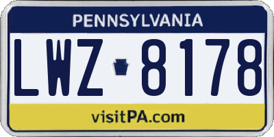PA license plate LWZ8178
