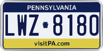 PA license plate LWZ8180