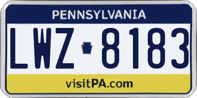 PA license plate LWZ8183