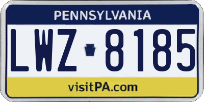 PA license plate LWZ8185
