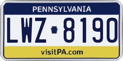 PA license plate LWZ8190