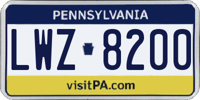 PA license plate LWZ8200