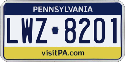 PA license plate LWZ8201