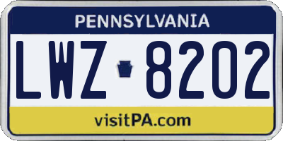 PA license plate LWZ8202