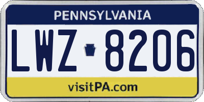 PA license plate LWZ8206