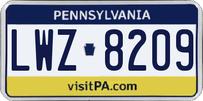 PA license plate LWZ8209