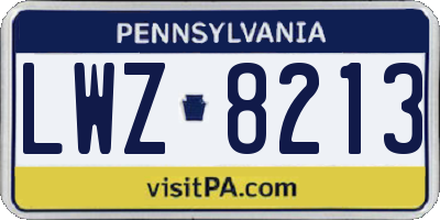 PA license plate LWZ8213