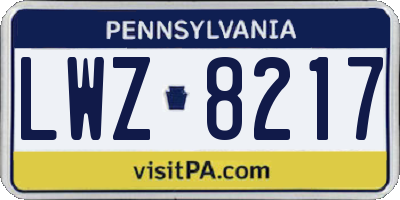PA license plate LWZ8217
