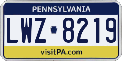 PA license plate LWZ8219