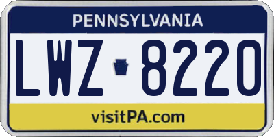 PA license plate LWZ8220