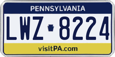 PA license plate LWZ8224