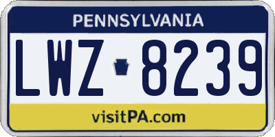 PA license plate LWZ8239