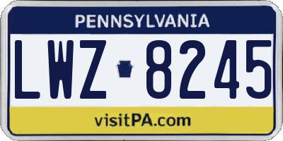 PA license plate LWZ8245