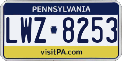 PA license plate LWZ8253