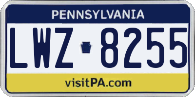 PA license plate LWZ8255