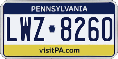 PA license plate LWZ8260