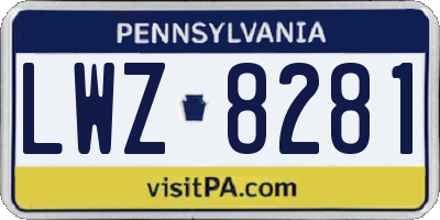 PA license plate LWZ8281