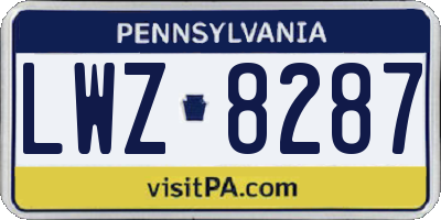 PA license plate LWZ8287