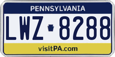 PA license plate LWZ8288