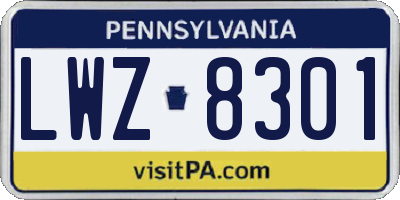 PA license plate LWZ8301