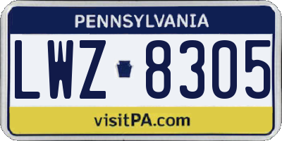 PA license plate LWZ8305