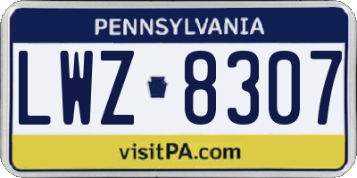 PA license plate LWZ8307