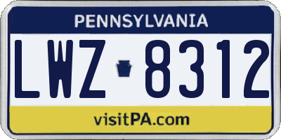 PA license plate LWZ8312