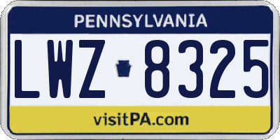 PA license plate LWZ8325