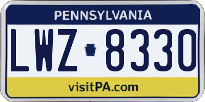 PA license plate LWZ8330