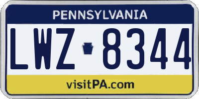 PA license plate LWZ8344
