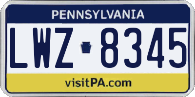 PA license plate LWZ8345