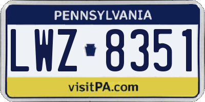 PA license plate LWZ8351