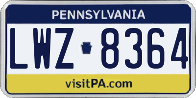 PA license plate LWZ8364