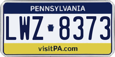 PA license plate LWZ8373