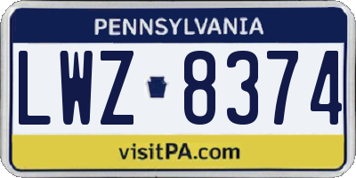 PA license plate LWZ8374