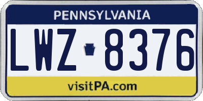 PA license plate LWZ8376