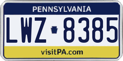 PA license plate LWZ8385
