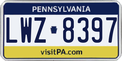PA license plate LWZ8397